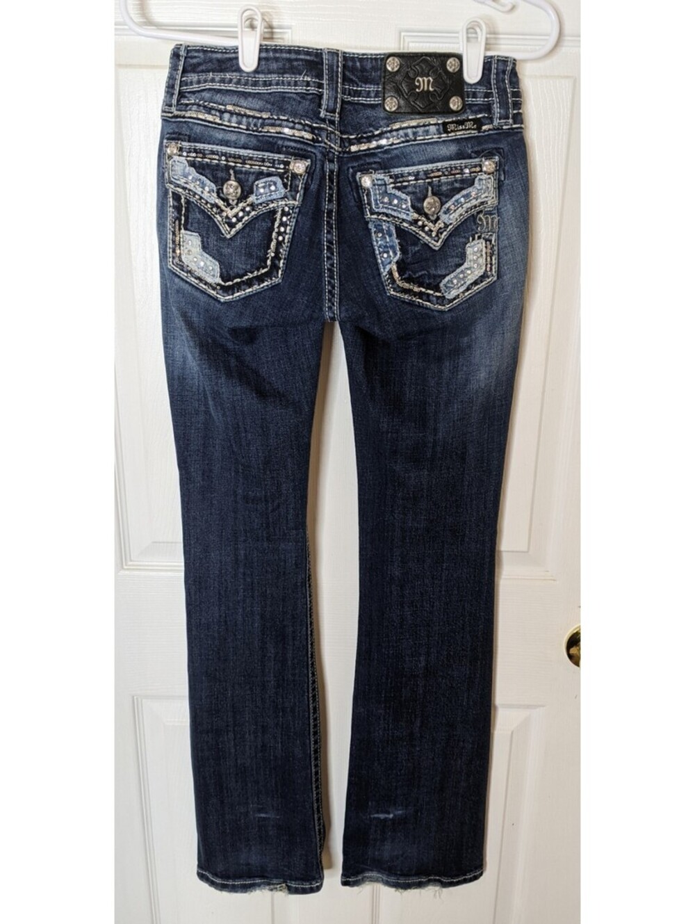 Miss Me Jeans Womens 26 Signature Boot Embellished Low Rise Studded Denim Blue - Picture 6 of 10